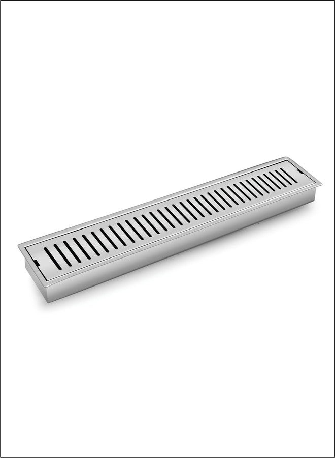 SANJAY CHILLY Classic Shower Drain Channel with Collar Floor Drain Jali Water Drainer Stainless Steel 304 Grade with Cockroach Trap (Side Hole 12x4 INCH) - Image 1